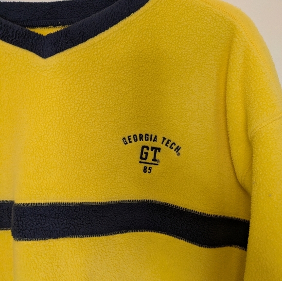 Vintage Georgia Tech Fleece Yellow And Blue Large Oversized Sweatshirt GEAR - Picture 3 of 5